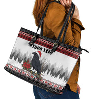 F Caw F Christmas Raven Personalized Leather Tote Bag Holiday Crow Festive - Wonder Print Shop