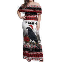 F Caw F Christmas Raven Personalized Off Shoulder Maxi Dress Holiday Crow Festive - Wonder Print Shop