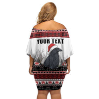F Caw F Christmas Raven Personalized Off Shoulder Short Dress Holiday Crow Festive - Wonder Print Shop