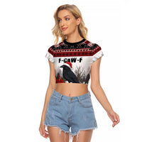 F Caw F Christmas Raven Personalized Raglan Cropped T Shirt Holiday Crow Festive - Wonder Print Shop