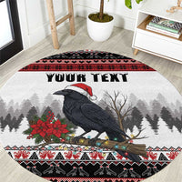 F Caw F Christmas Raven Personalized Round Carpet Holiday Crow Festive - Wonder Print Shop