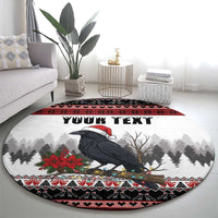 F Caw F Christmas Raven Personalized Round Carpet Holiday Crow Festive - Wonder Print Shop