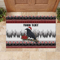 F Caw F Christmas Raven Personalized Rubber Doormat Holiday Crow Festive - Wonder Print Shop