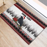 F Caw F Christmas Raven Personalized Rubber Doormat Holiday Crow Festive - Wonder Print Shop