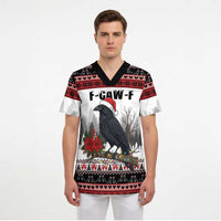 F Caw F Christmas Raven Personalized Scrub Top Holiday Crow Festive - Wonder Print Shop