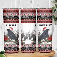 F Caw F Christmas Raven Personalized Skinny Tumbler Holiday Crow Festive - Wonder Print Shop
