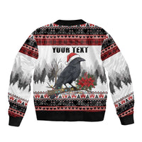 F Caw F Christmas Raven Personalized Sleeve Zip Bomber Jacket Holiday Crow Festive - Wonder Print Shop