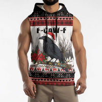 F Caw F Christmas Raven Personalized Sleeveless Hoodie Holiday Crow Festive - Wonder Print Shop