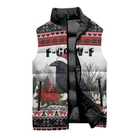 F Caw F Christmas Raven Personalized Sleeveless Puffer Jacket Holiday Crow Festive - Wonder Print Shop