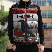 F Caw F Christmas Raven Personalized Sleeveless Puffer Jacket Holiday Crow Festive - Wonder Print Shop
