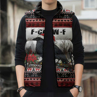 F Caw F Christmas Raven Personalized Sleeveless Puffer Jacket Holiday Crow Festive - Wonder Print Shop