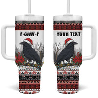 F Caw F Christmas Raven Personalized Tumbler With Handle Holiday Crow Festive - Wonder Print Shop