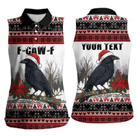 F Caw F Christmas Raven Personalized Women Sleeveless Polo Shirt Holiday Crow Festive - Wonder Print Shop