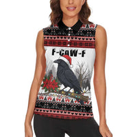 F Caw F Christmas Raven Personalized Women Sleeveless Polo Shirt Holiday Crow Festive - Wonder Print Shop