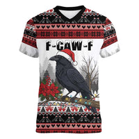 F Caw F Christmas Raven Personalized Women V-Neck T-Shirt Holiday Crow Festive - Wonder Print Shop