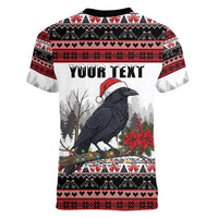 F Caw F Christmas Raven Personalized Women V-Neck T-Shirt Holiday Crow Festive - Wonder Print Shop