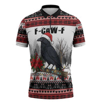 F Caw F Christmas Raven Personalized Zipper Polo Shirt Holiday Crow Festive - Wonder Print Shop