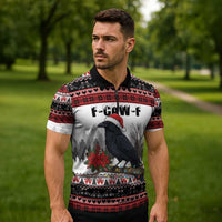 F Caw F Christmas Raven Personalized Zipper Polo Shirt Holiday Crow Festive - Wonder Print Shop