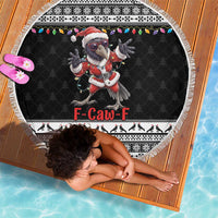F Caw F Raven Christmas Beach Blanket Funny Santa Crow - Wonder Print Shop