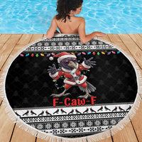 F Caw F Raven Christmas Beach Blanket Funny Santa Crow - Wonder Print Shop
