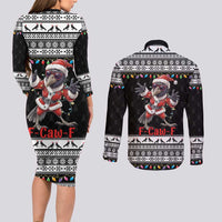 F Caw F Raven Christmas Couples Matching Long Sleeve Bodycon Dress and Long Sleeve Button Shirt Funny Santa Crow - Wonder Print Shop