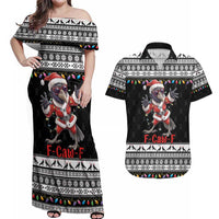 F Caw F Raven Christmas Couples Matching Off Shoulder Maxi Dress and Hawaiian Shirt Funny Santa Crow - Wonder Print Shop