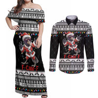 F Caw F Raven Christmas Couples Matching Off Shoulder Maxi Dress and Long Sleeve Button Shirt Funny Santa Crow - Wonder Print Shop