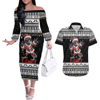 F Caw F Raven Christmas Couples Matching Off The Shoulder Long Sleeve Dress and Hawaiian Shirt Funny Santa Crow - Wonder Print Shop