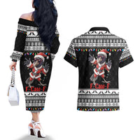 F Caw F Raven Christmas Couples Matching Off The Shoulder Long Sleeve Dress and Hawaiian Shirt Funny Santa Crow - Wonder Print Shop