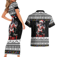 F Caw F Raven Christmas Couples Matching Short Sleeve Bodycon Dress and Hawaiian Shirt Funny Santa Crow - Wonder Print Shop