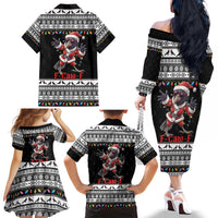 F Caw F Raven Christmas Family Matching Off The Shoulder Long Sleeve Dress and Hawaiian Shirt Funny Santa Crow - Wonder Print Shop
