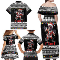 F Caw F Raven Christmas Family Matching Off Shoulder Maxi Dress and Hawaiian Shirt Funny Santa Crow - Wonder Print Shop