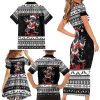 F Caw F Raven Christmas Family Matching Short Sleeve Bodycon Dress and Hawaiian Shirt Funny Santa Crow - Wonder Print Shop