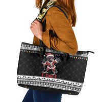 F Caw F Raven Christmas Leather Tote Bag Funny Santa Crow - Wonder Print Shop