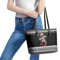 F Caw F Raven Christmas Leather Tote Bag Funny Santa Crow - Wonder Print Shop