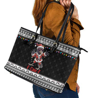 F Caw F Raven Christmas Leather Tote Bag Funny Santa Crow - Wonder Print Shop