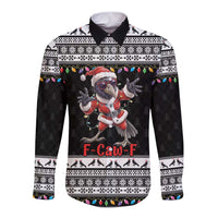 F Caw F Raven Christmas Long Sleeve Button Shirt Funny Santa Crow - Wonder Print Shop