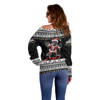F Caw F Raven Christmas Off Shoulder Sweater Funny Santa Crow - Wonder Print Shop