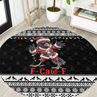 F Caw F Raven Christmas Round Carpet Funny Santa Crow - Wonder Print Shop