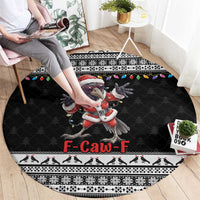 F Caw F Raven Christmas Round Carpet Funny Santa Crow - Wonder Print Shop