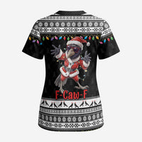 F Caw F Raven Christmas Scrub Top Funny Santa Crow - Wonder Print Shop
