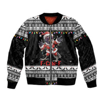 F Caw F Raven Christmas Sleeve Zip Bomber Jacket Funny Santa Crow - Wonder Print Shop