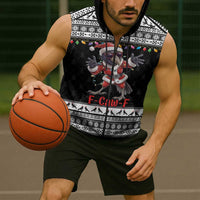 F Caw F Raven Christmas Sleeveless Zip Hoodie Funny Santa Crow - Wonder Print Shop