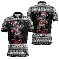 F Caw F Raven Christmas Zipper Polo Shirt Funny Santa Crow - Wonder Print Shop