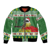 Suriname Christmas Bomber Jacket Lesser Kiskadee With White Jungle Geranium - Wonder Print Shop