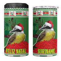 Suriname Christmas 4 in 1 Can Cooler Tumbler Lesser Kiskadee With White Jungle Geranium - Wonder Print Shop