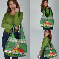 Suriname Christmas Grocery Bag Lesser Kiskadee With White Jungle Geranium