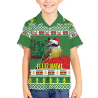 Suriname Christmas Kid Hawaiian Shirt Lesser Kiskadee With White Jungle Geranium - Wonder Print Shop
