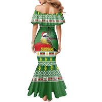 Suriname Christmas Mermaid Dress Lesser Kiskadee With White Jungle Geranium - Wonder Print Shop