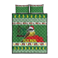 Suriname Christmas Quilt Bed Set Lesser Kiskadee With White Jungle Geranium - Wonder Print Shop